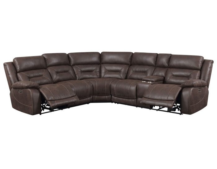 Aria 3-Piece Dual-Power Reclining Sectional, Saddle Brown - Image 2