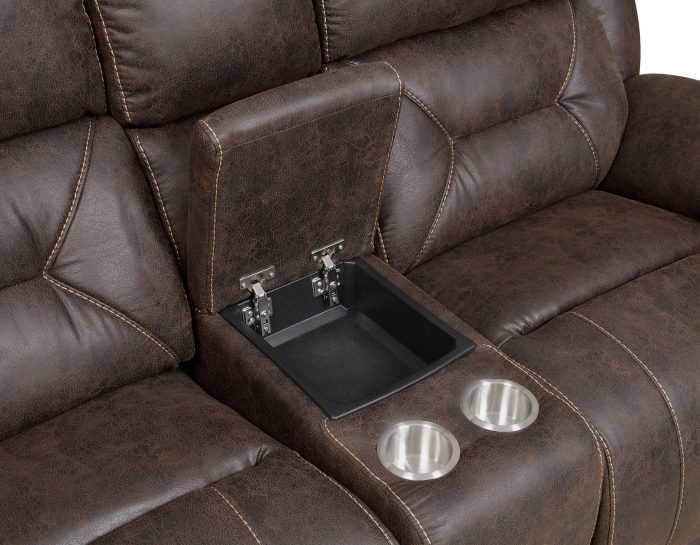 Aria 3-Piece Dual-Power Reclining Sectional, Saddle Brown - Image 3