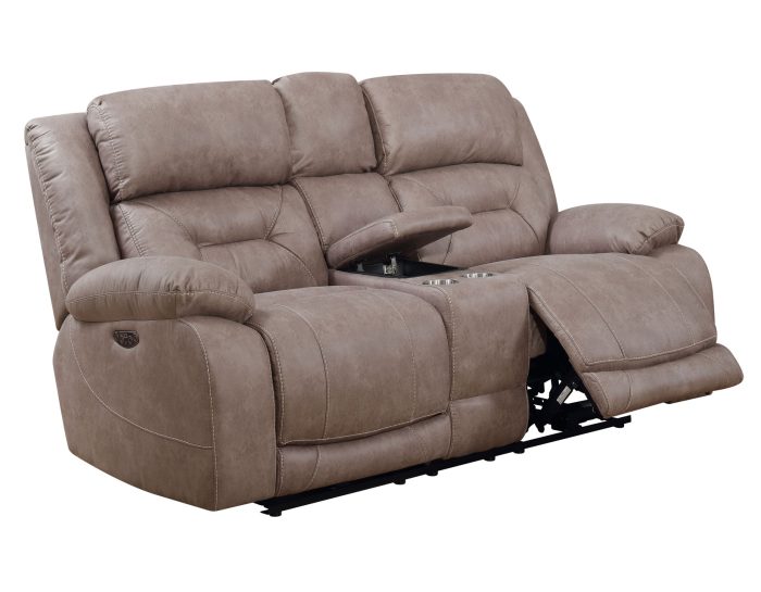 Aria Dual-Power Reclining Console Loveseat, Desert Sand - Image 4