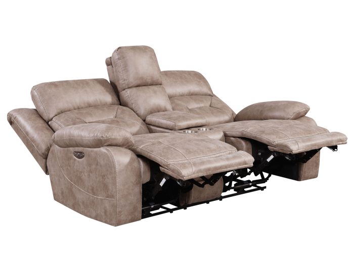 Aria Dual-Power Reclining Console Loveseat, Desert Sand - Image 5