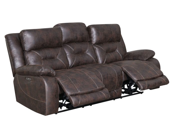 Aria Dual-Power Reclining Sofa, Saddle Brown - Image 4