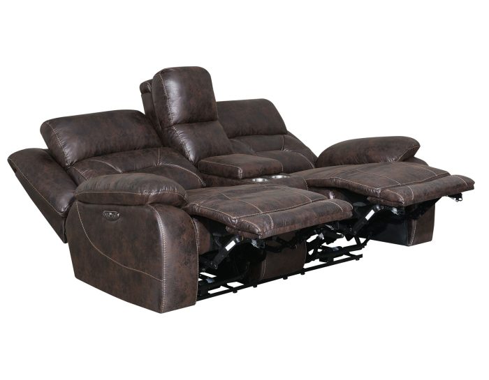 Aria Dual-Power Reclining Sofa, Saddle Brown - Image 3