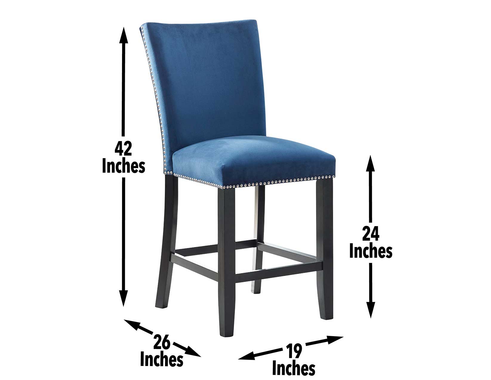 Camila Counter Stool, Blue Velvet - Image 3