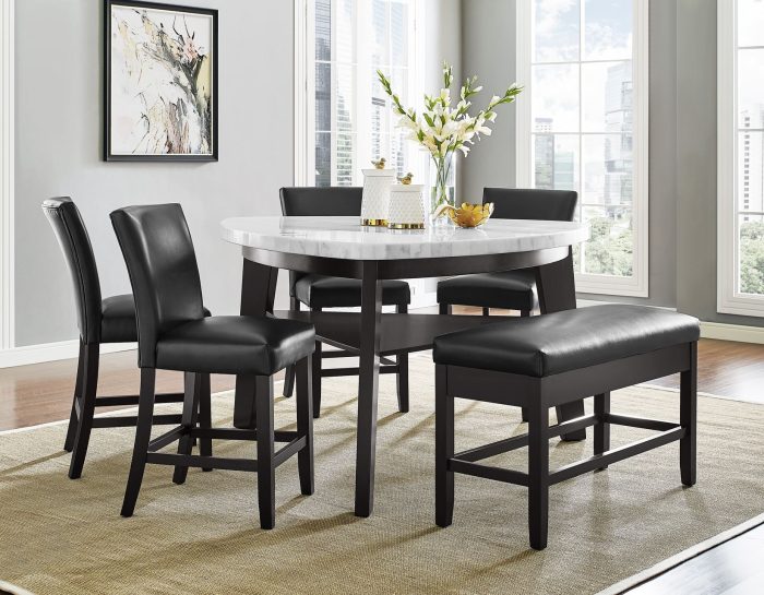 Carrara Black PU Storage Counter Bench - Image 2