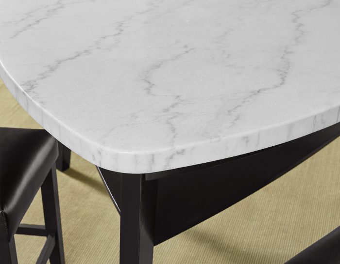 Carrara 60-inch Triangular Marble Top Counter Table - Image 2