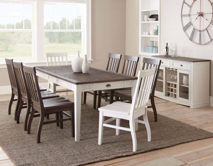 Cayla 64-80 inch Table w/16" Leaf - Dark Oak& White - Image 4