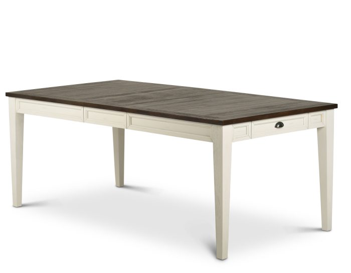 Cayla 64-80 inch Table w/16" Leaf - Dark Oak& White