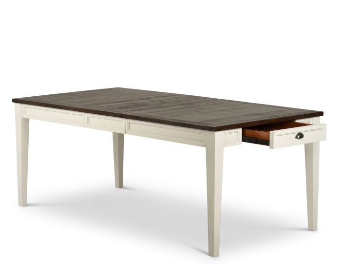 Cayla 64-80 inch Table w/16" Leaf - Dark Oak& White - Image 2