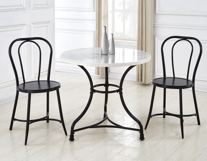 Claire 34 inch Round White Marble Top Bistro Table - Image 3