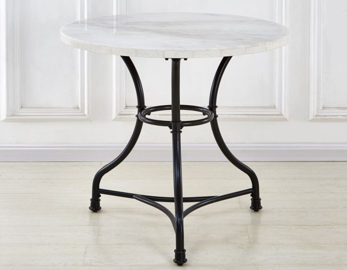Claire 34 inch Round White Marble Top Bistro Table - Image 5
