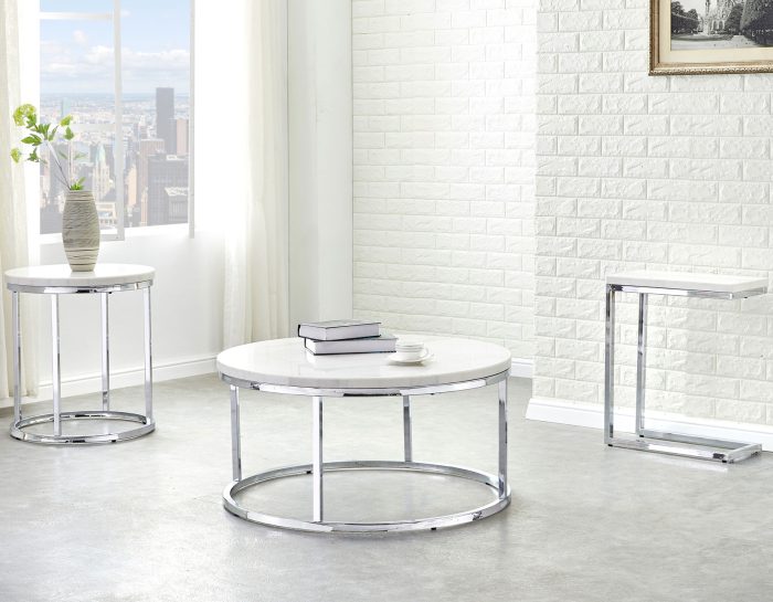 Echo White Marble Top Chairside End Table - Image 11