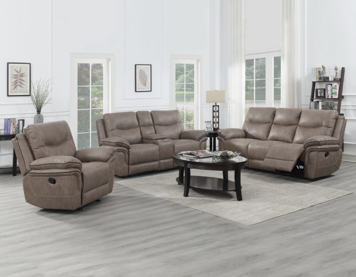 Isabella Manual Reclining Console Loveseat, Sand - Image 3