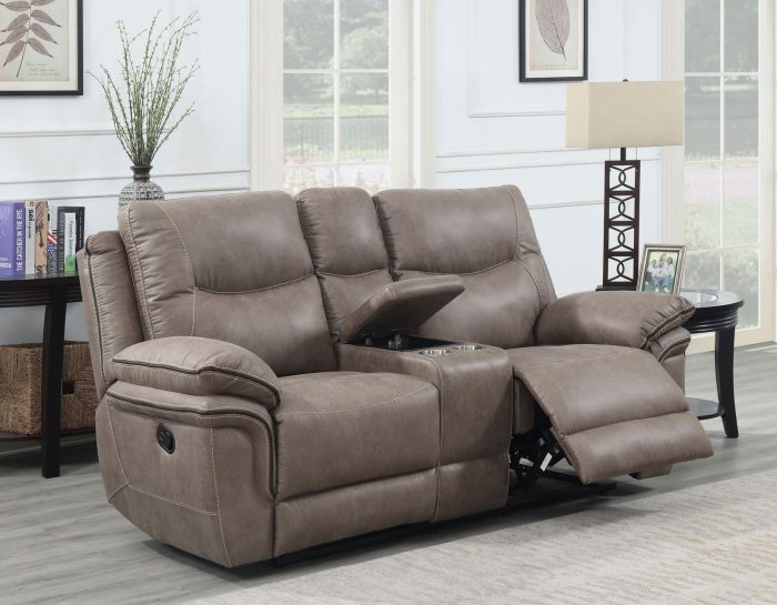 Isabella Manual Reclining Console Loveseat, Sand - Image 2