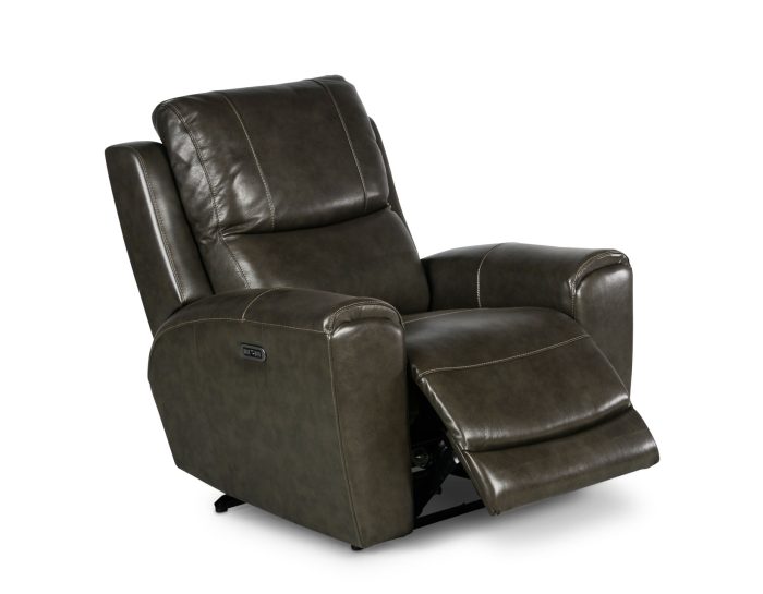 Laurel Dual-Power Leather Recliner, Grey - Image 2