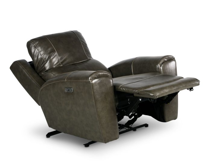 Laurel Dual-Power Leather Recliner, Grey - Image 3