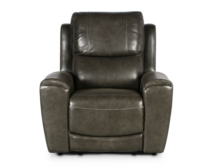 Laurel Dual-Power Leather Recliner, Grey - Image 4