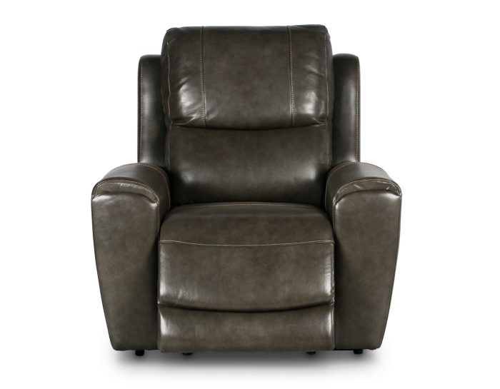 Laurel Dual-Power Leather Recliner, Grey - Image 5
