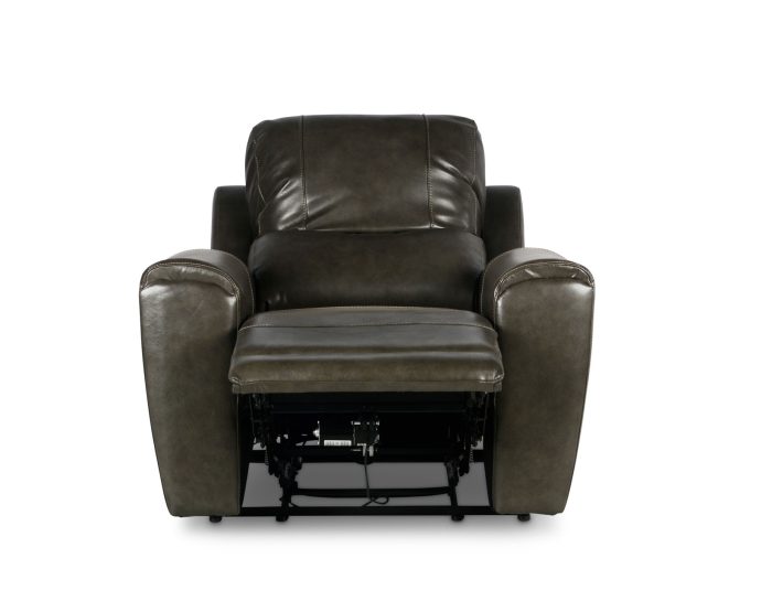 Laurel Dual-Power Leather Recliner, Grey - Image 6