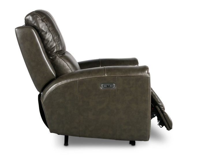 Laurel Dual-Power Leather Recliner, Grey - Image 8
