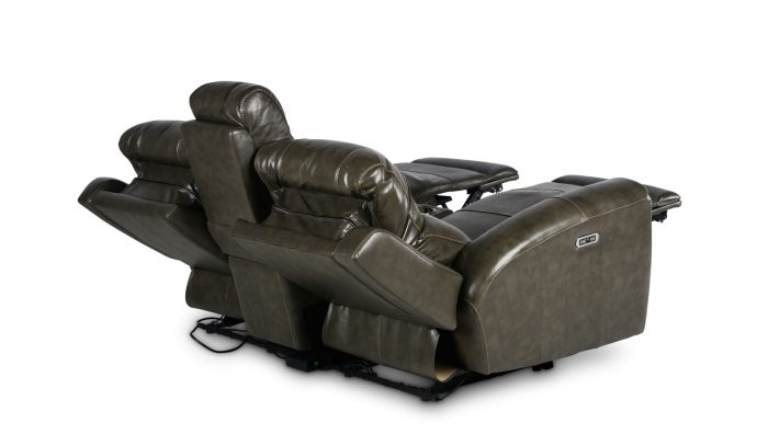 Laurel Dual-Power Reclining Console Loveseat, Grey - Image 9