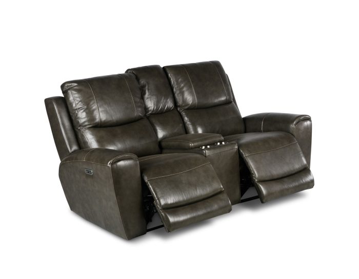 Laurel Dual-Power Reclining Console Loveseat, Grey - Image 3