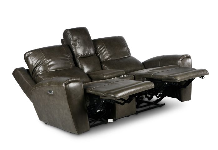 Laurel Dual-Power Reclining Console Loveseat, Grey - Image 4