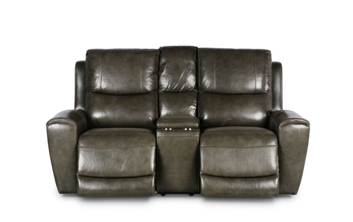 Laurel Dual-Power Reclining Console Loveseat, Grey - Image 2