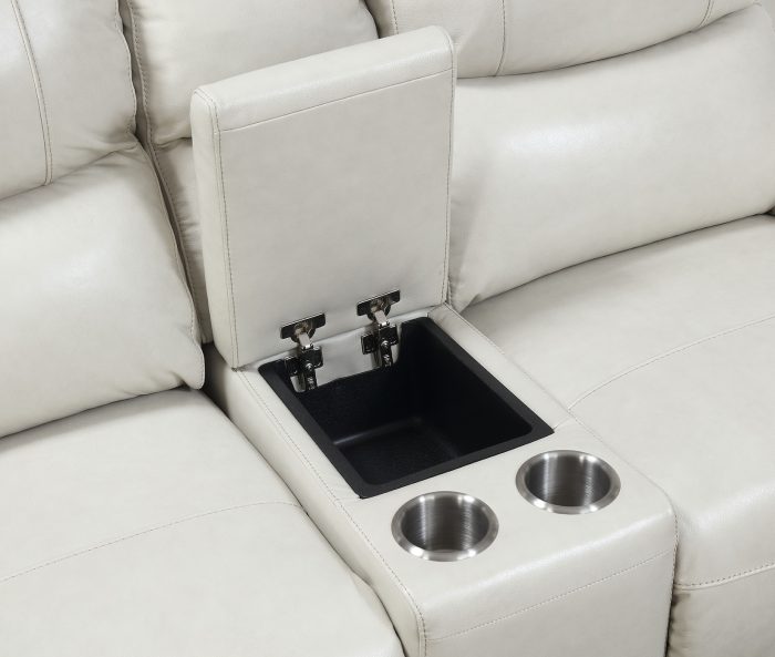 Laurel Dual-Power Reclining Console Loveseat, Ivory - Image 2