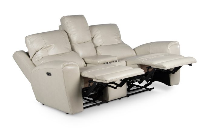 Laurel Dual-Power Reclining Console Loveseat, Ivory - Image 3