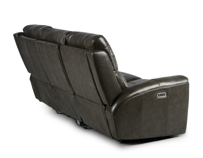 Laurel Leather Dual-Power Reclining Sofa, Grey - Image 10
