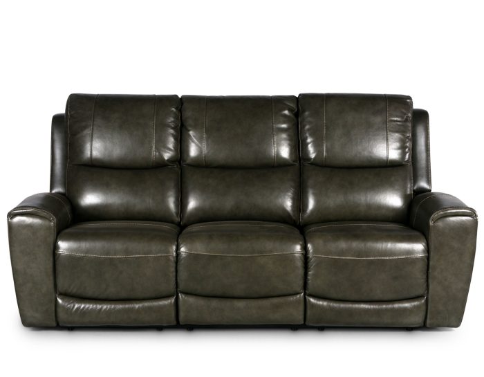 Laurel Leather Dual-Power Reclining Sofa, Grey - Image 5