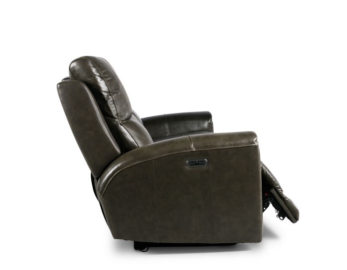 Laurel Leather Dual-Power Reclining Sofa, Grey - Image 8
