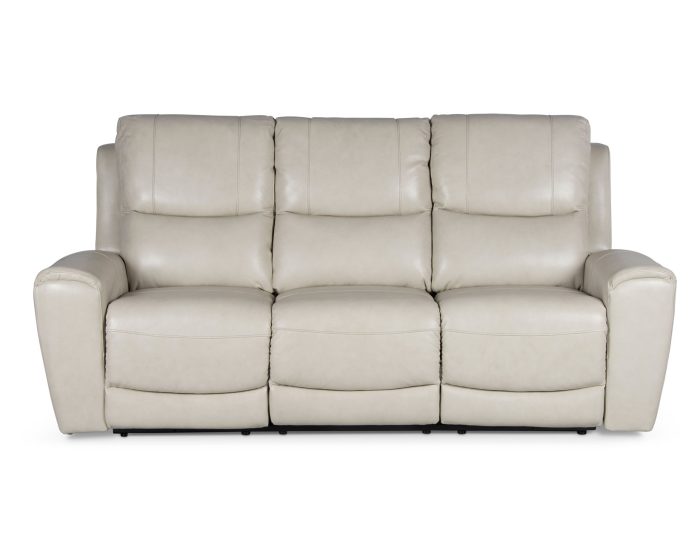 Laurel Leather Dual-Power Reclining Sofa, Ivory - Image 5