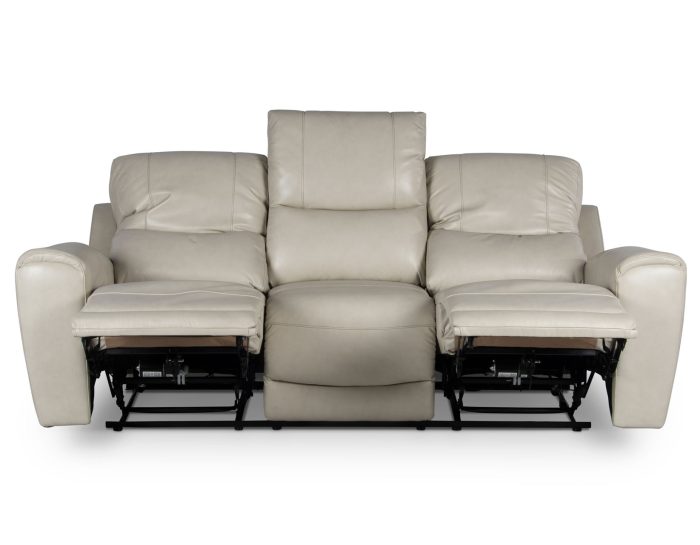 Laurel Leather Dual-Power Reclining Sofa, Ivory - Image 4