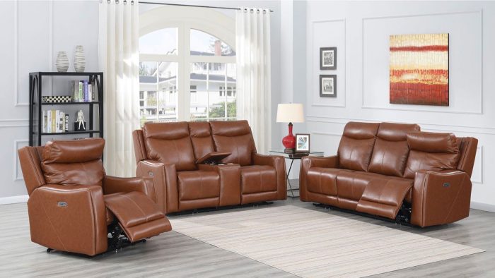 Natalia Leather Dual-Power Reclining Sofa, Coach - Image 2