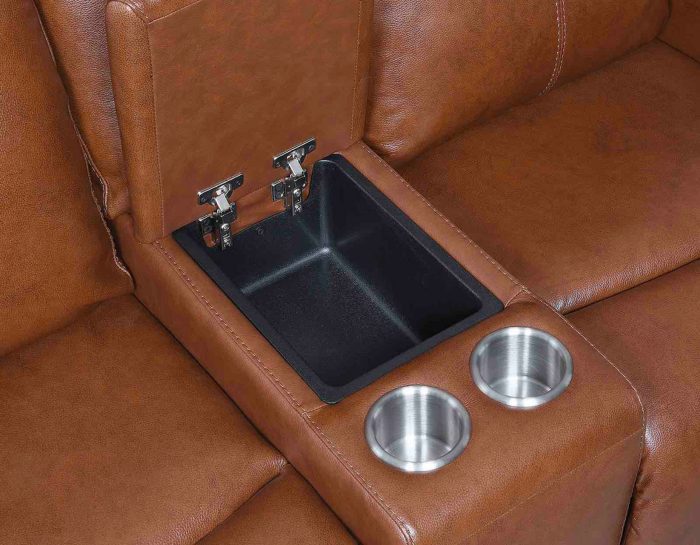 Natalia Dual-Power Reclining Console Loveseat, Coach - Image 11