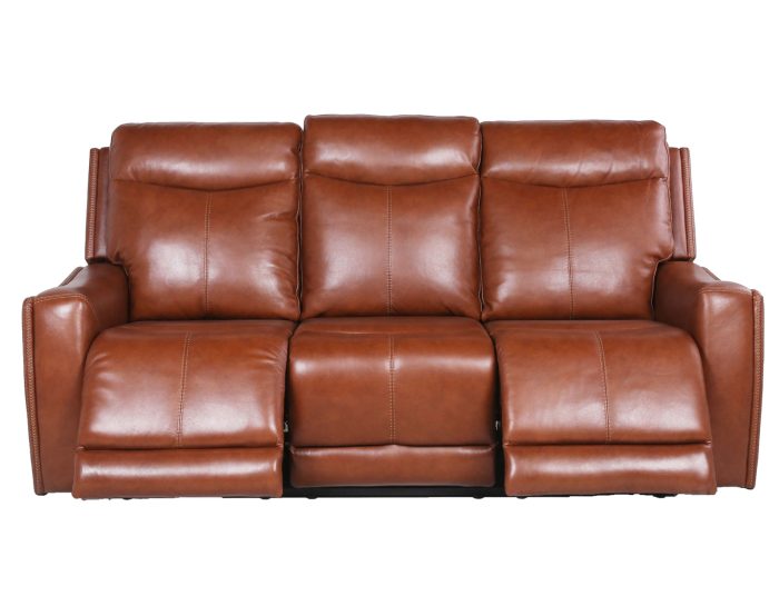 Natalia Leather Dual-Power Reclining Sofa, Coach - Image 3