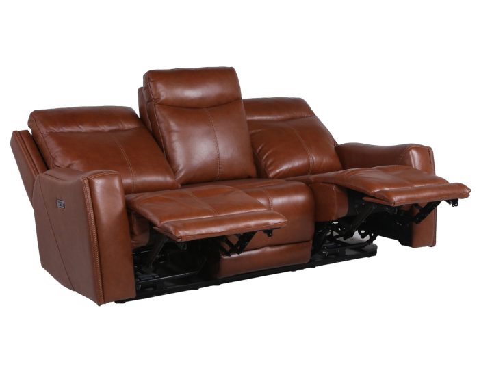 Natalia Leather Dual-Power Reclining Sofa, Coach - Image 4