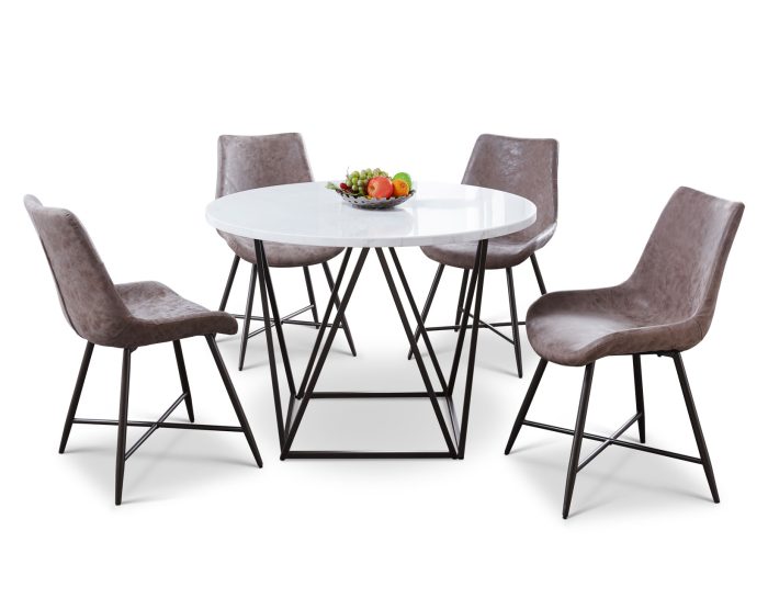 Ramona White Marble Top 44 inch Round Dining Table - Image 4
