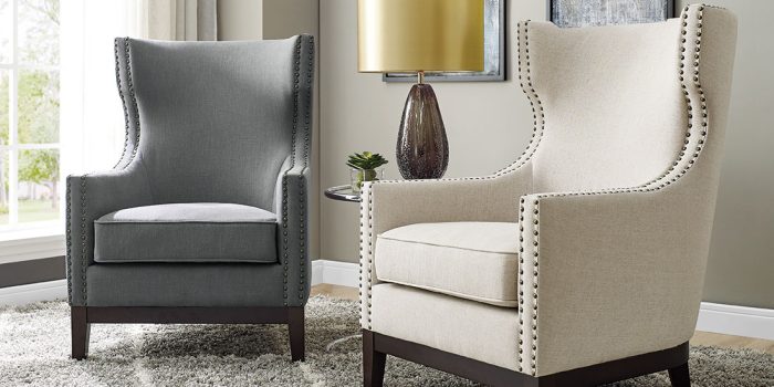 Roswell Wing Back Chair, Beige - Image 3