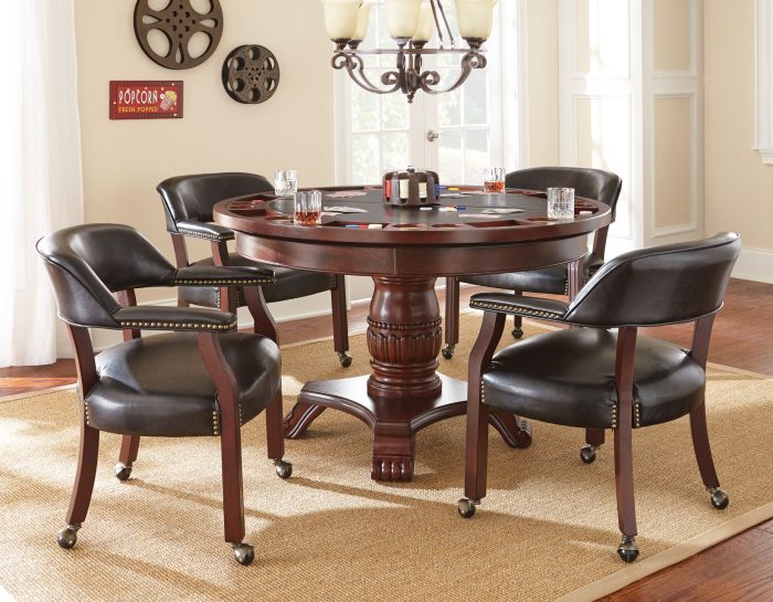 Tournament Game Table and Chairs, 6-Piece, Black<br>(Table & 4 Side Chairs)