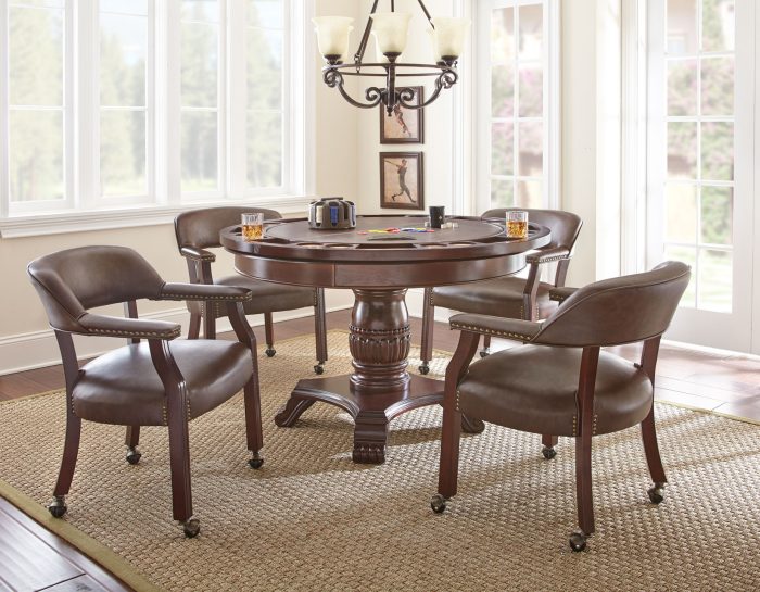 Tournament, Game Table and Chairs, 6-Piece, Brown<br>(Table & 4 Side Chairs)