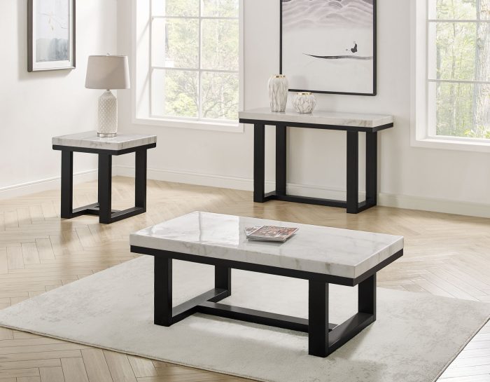 Lucca White Marble Top CocktailTable - Image 2