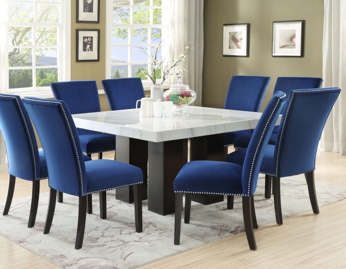 Camila 54 inch Square White Marble Top Dining Table - Image 5