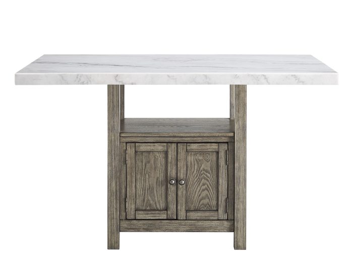 Grayson 6 Piece White Marble Top Counter Set<br>(Counter Table, Counter Bench & 4 Counter Chairs) - Image 4