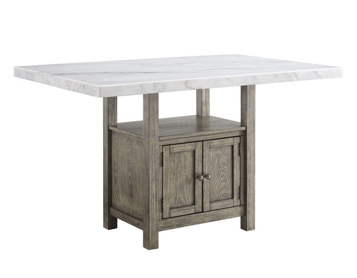 Grayson 6 Piece White Marble Top Counter Set<br>(Counter Table, Counter Bench & 4 Counter Chairs) - Image 3