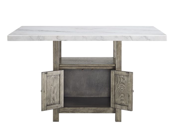 Grayson 6 Piece White Marble Top Counter Set<br>(Counter Table, Counter Bench & 4 Counter Chairs) - Image 6