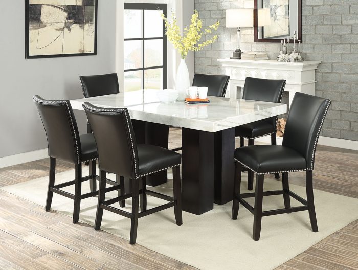 Camila Marble 5-Piece Counter Dining Group<br>(Table & 4 Counter Chairs) - Image 3