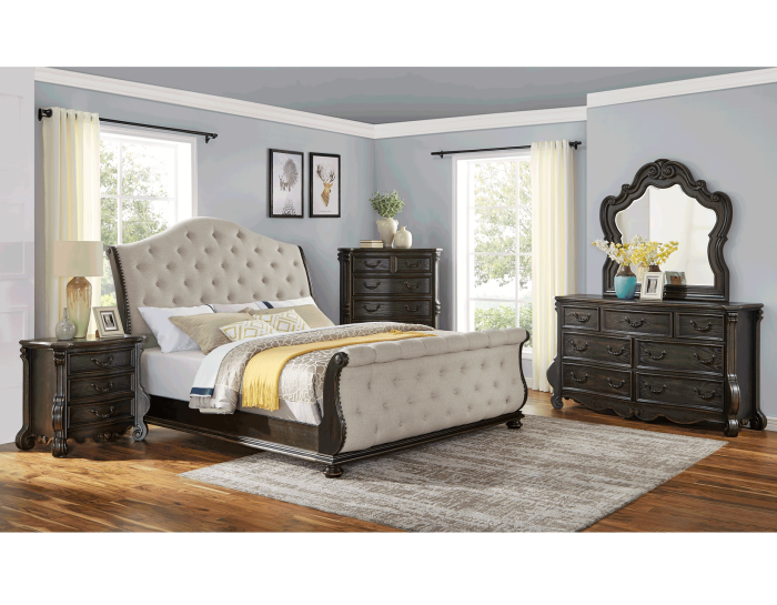 Rhapsody Sleigh 4-Piece King Set (King Bed/DR/MR/NS) - Image 2