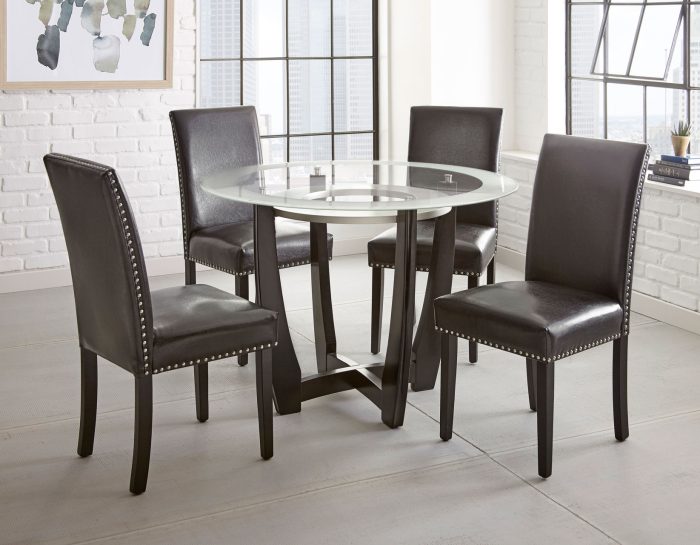 Verano 5 Piece Set<br>(Glass Top Table & 4 Black Side Chairs)